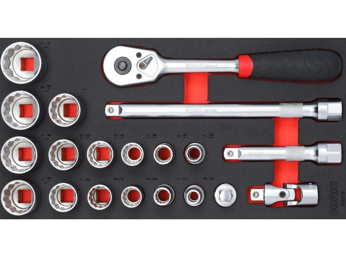 Sonic Foam System - Combination Socket 1/2" (SAE) - 20 Pieces - 1/3 (Small) 1 Sonic Foam System - Combination Socket 1/2" (SAE) - 20 Pieces - 1/3 (Small)