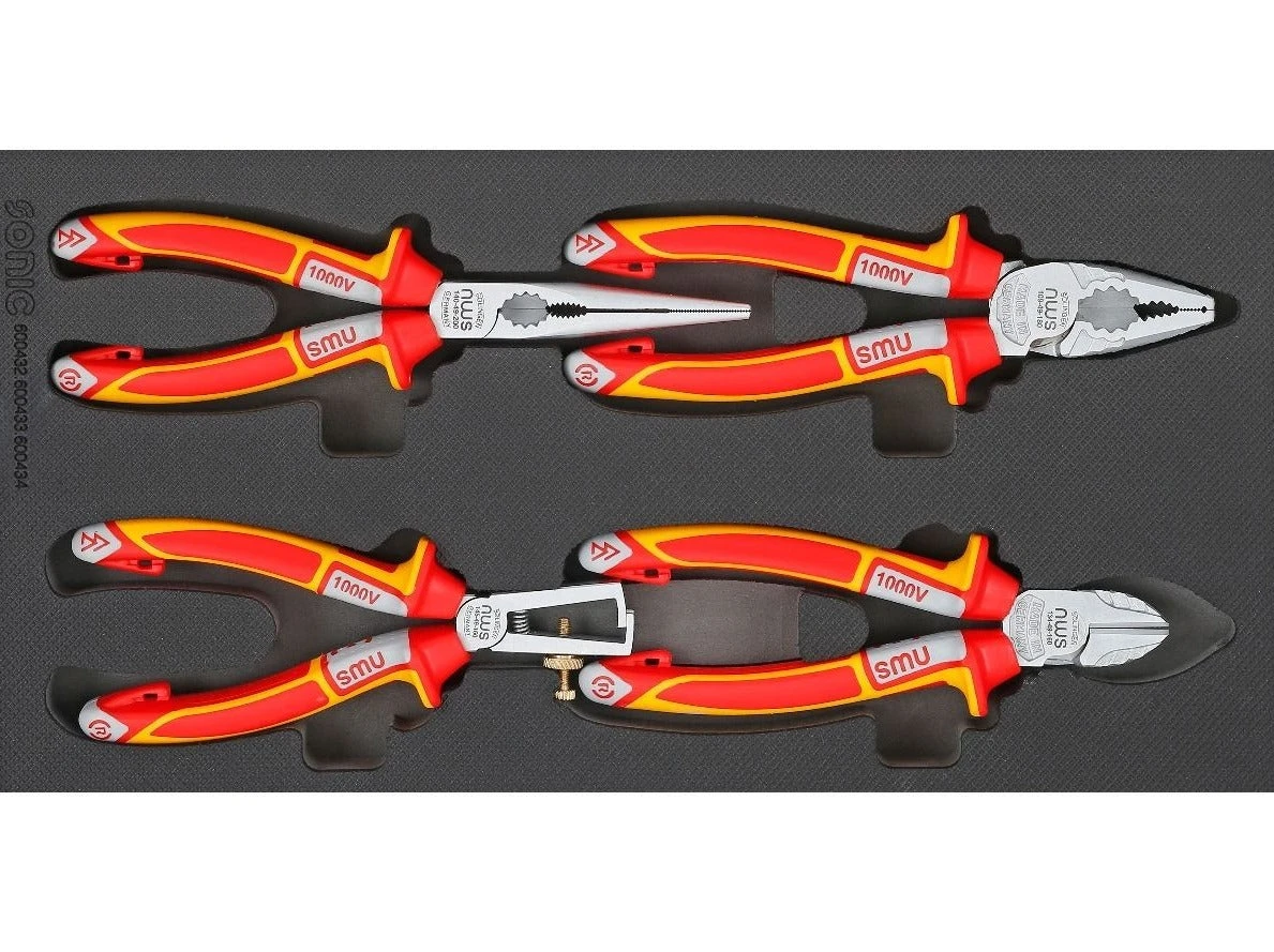 Sonic Foam System - VDE Plier Set - 4 Pieces - 1/3 (Small) 1 Sonic Foam System - VDE Plier Set - 4 Pieces - 1/3 (Small)