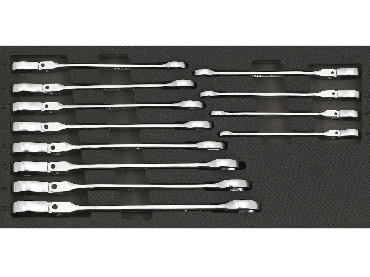 Sonic Foam System - Flexible Ratcheting Wrench Set 12pt - 12 Pieces - 1/3 (Small) 1 Sonic Foam System - Flexible Ratcheting Wrench Set 12pt - 12 Pieces - 1/3 (Small)