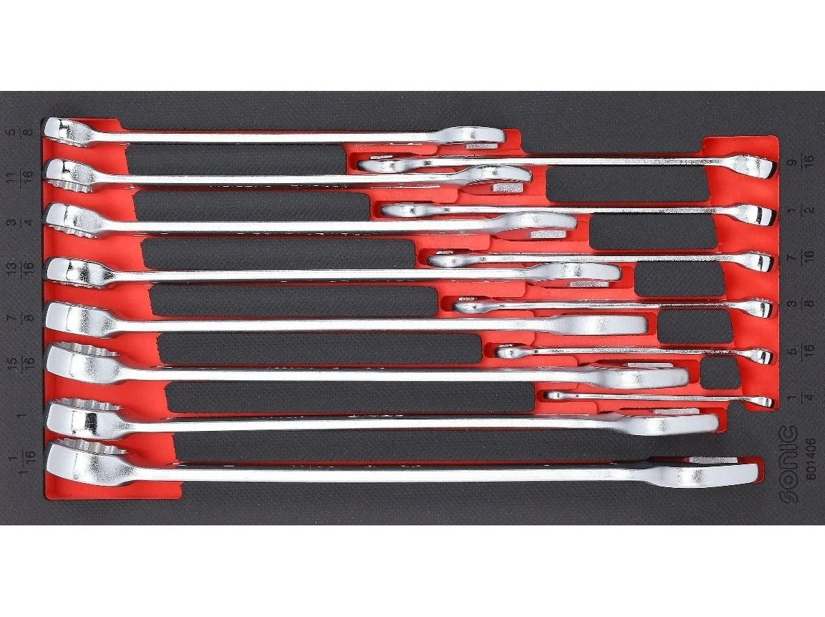Sonic Foam System - Combo Wrench Set (SAE) - 14 Pieces - 1/3 (Small) 1 Sonic Foam System - Combo Wrench Set (SAE) - 14 Pieces - 1/3 (Small)