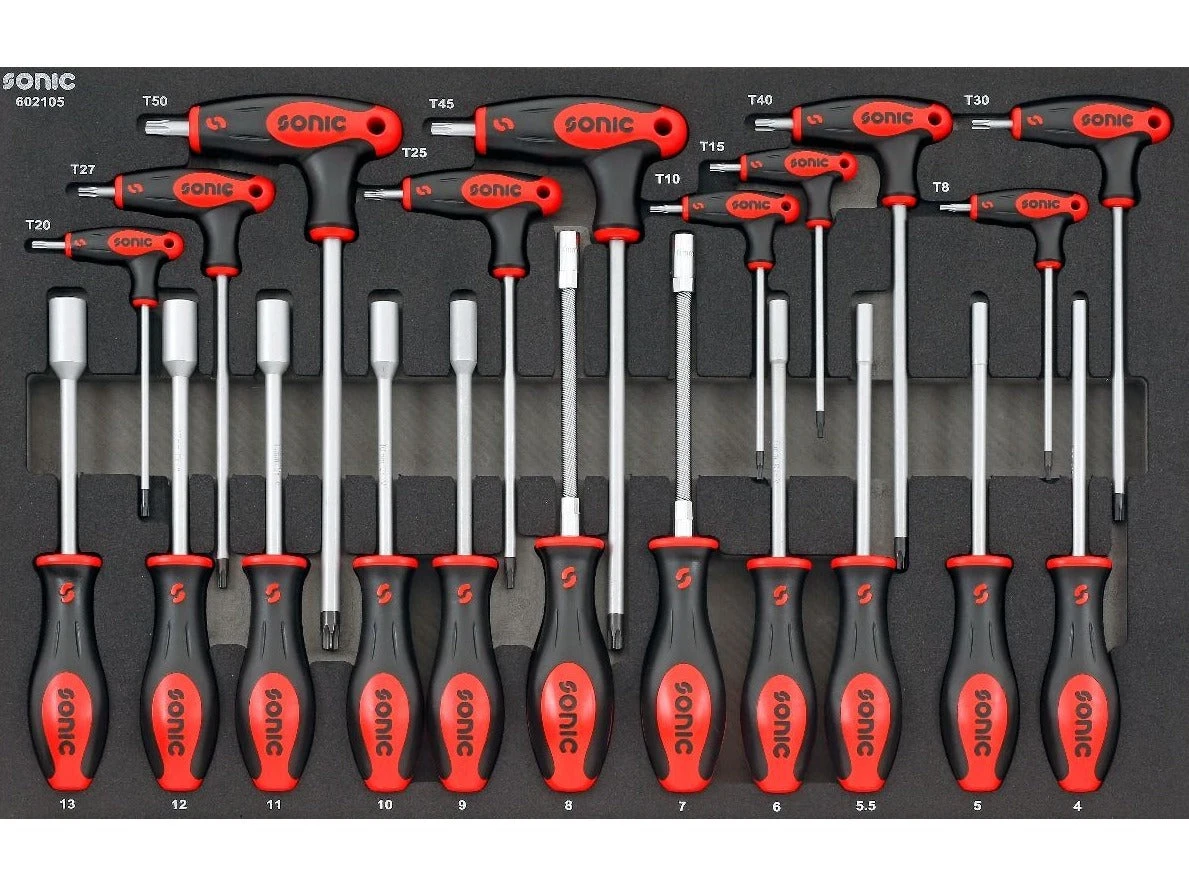 Sonic Foam System - Socket Screwdriver, Hex And Grip Key Set - 21 Pieces - 26" (Medium) 1 Sonic Foam System - Socket Screwdriver, Hex And Grip Key Set - 21 Pieces - 26" (Medium)