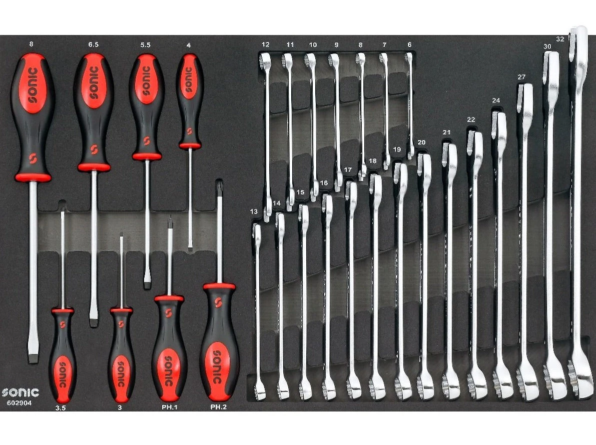 Sonic Foam System - Screwdrivers, Wrench Set - 29 Pieces - 26" (Medium) 1 Sonic Foam System - Screwdrivers, Wrench Set - 29 Pieces - 26" (Medium)